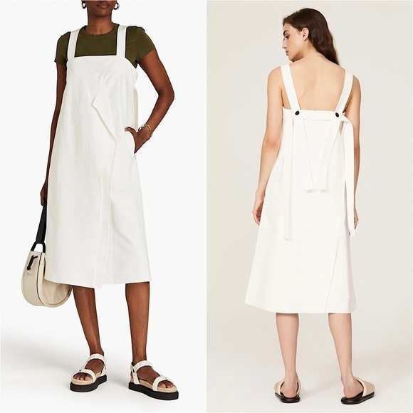 3.1 PHILLIP LIM Draped Square Neck Structured Cotton Sleeveless Midi Dress 10 - Picture 1 of 14